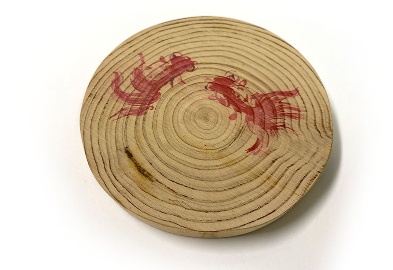 心持木杯墊 圓-2隻金魚